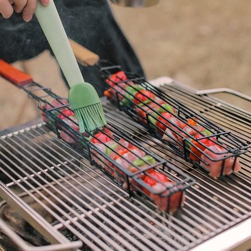 Grillkurv for utendørs BBQ, grillbur, piknikgrill, camping Black