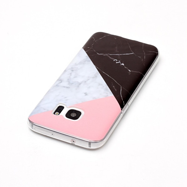 MTK Samsung Galaxy S7 SM-G930 TPU Marmor - Rosa-Vit-Svart Svart