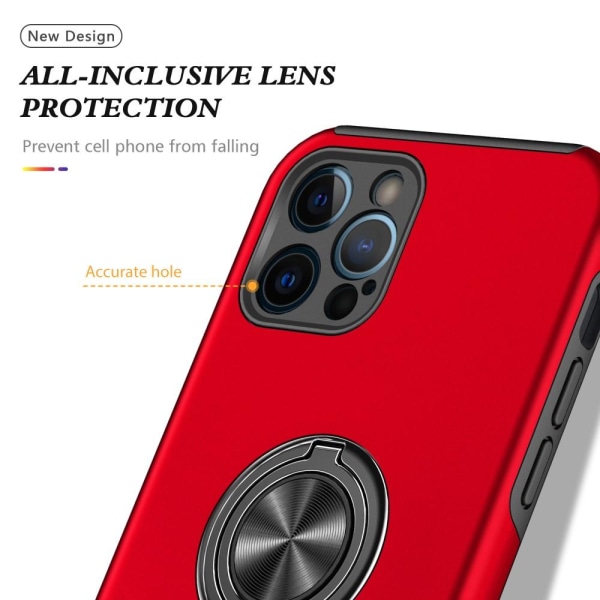 iPhone 13 Mini Finger Ring Kickstand Hybrid Case - Red Red