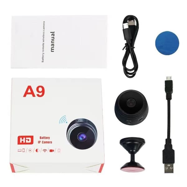 WiFi-kamera 1080P HD Magnetisk Overvåkingsspy uten Nattsyn Black