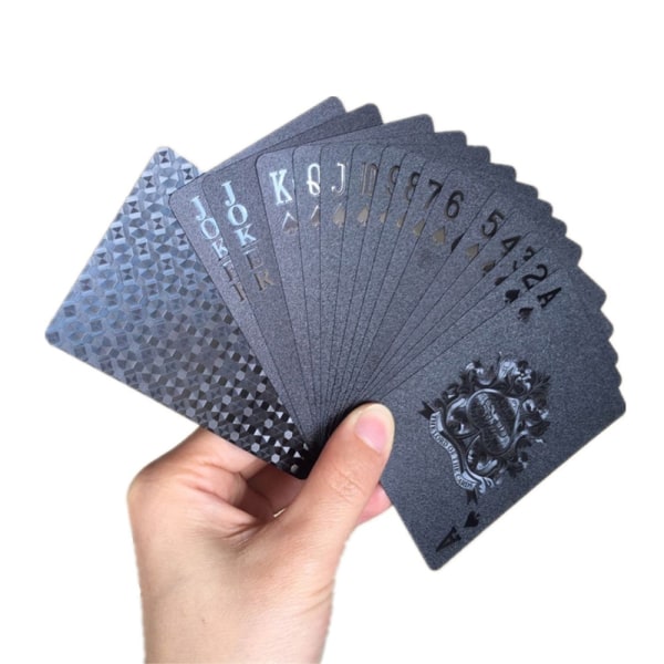 54stk Vandtæt plast sort geometri Back Poker spillekort Black