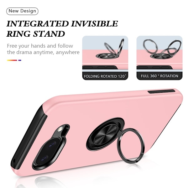 Till Google Pixel 9A Hybrid skal med Finger Ring Rosa