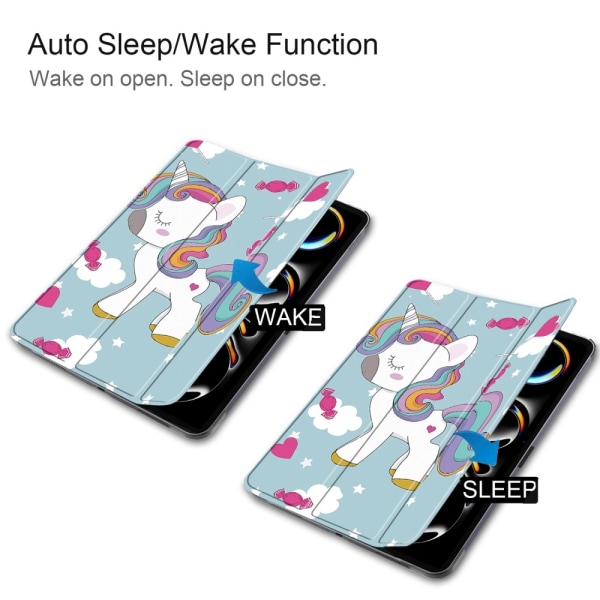 Till iPad Pro 11 (2024) Slim fit tri-fold fodral - Unicorn multifärg