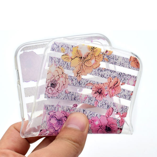 iPhone X TPU-deksel - Rosa og lilla blomst