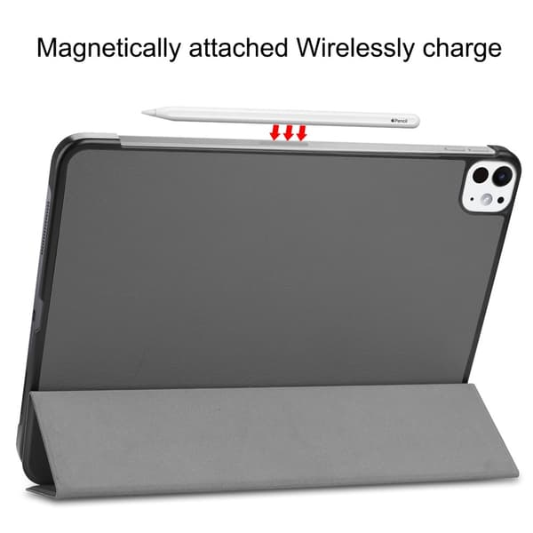 Til iPad Pro 11 (2024) Etui Tre - fold Stativ Tablet Cover - Grå Grey