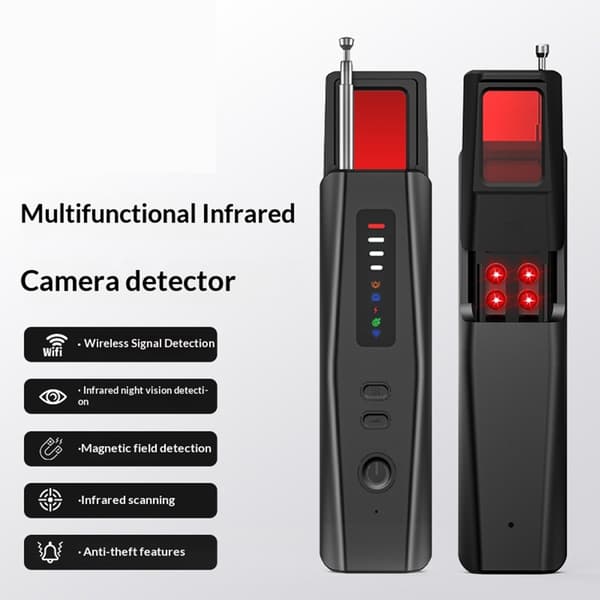 Multifunksjonell detektor for infrarøde kameraer og GPS-sporingsenheter Black
