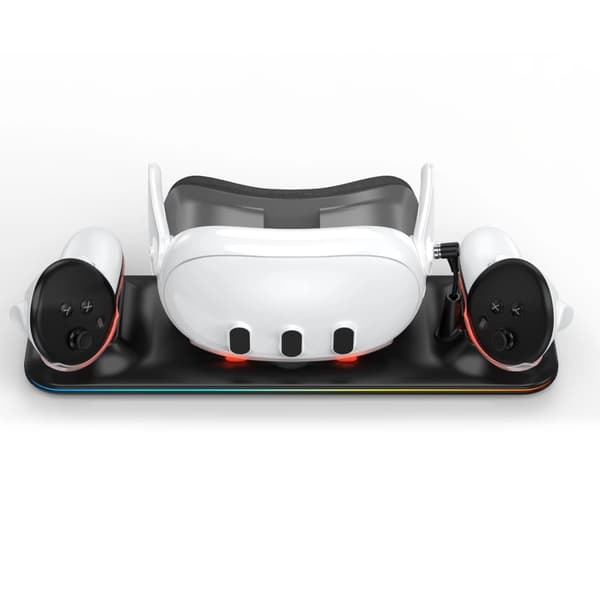 Laderstasjon for Meta Quest 3 VR-headset og kontrollerladedokk Black