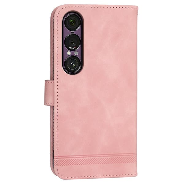 DIERFENG För Sony Xperia 1 VII Plånboksfodral med Stativ och Handledsrem Rosa