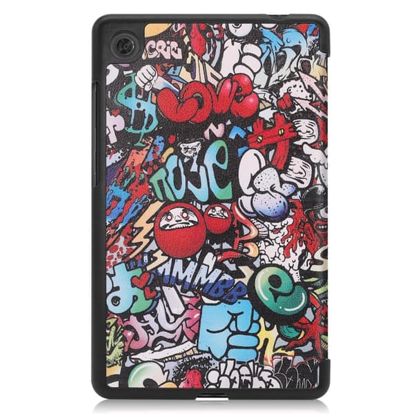 Pattern Tri - fold Stand Kansi Lenovo Tab M7 - Graffiti Multicolor