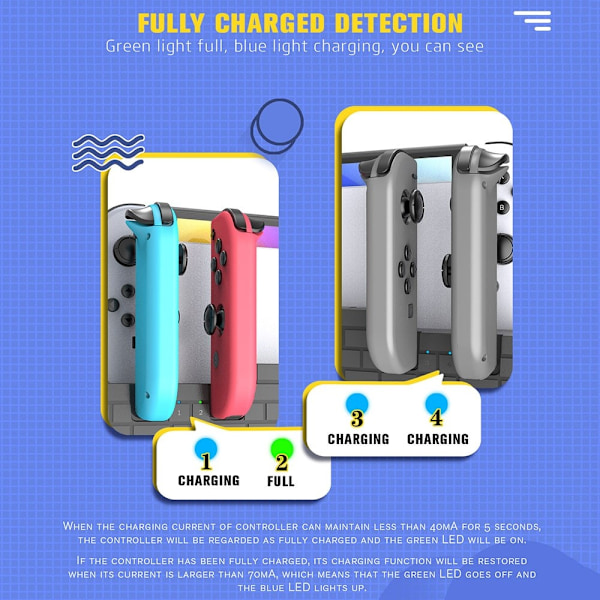 Kompatibel med Nintendo Switch OLED Joy-Con Controller Ladestasjon Red