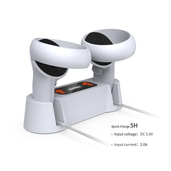 DOBE ladestasjonskontrollerlader kompatibel med Oculus Quest 2 VR White