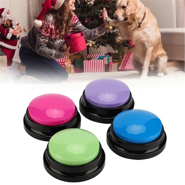 Tren hund 4 stk. Innspillbare knapper lydknapper taleknapp for kjæledyrtrening Multicolor