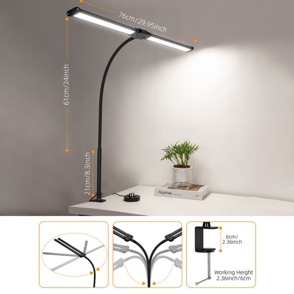 Dimbar LED-bordlampe med klemme og fjernkontroll Black