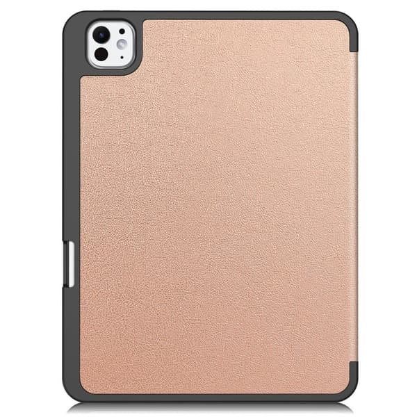 Etui for iPad Pro 11 (2024) med Tri-fold Stativ, Tablettdeksel med Penneholder Pink gold