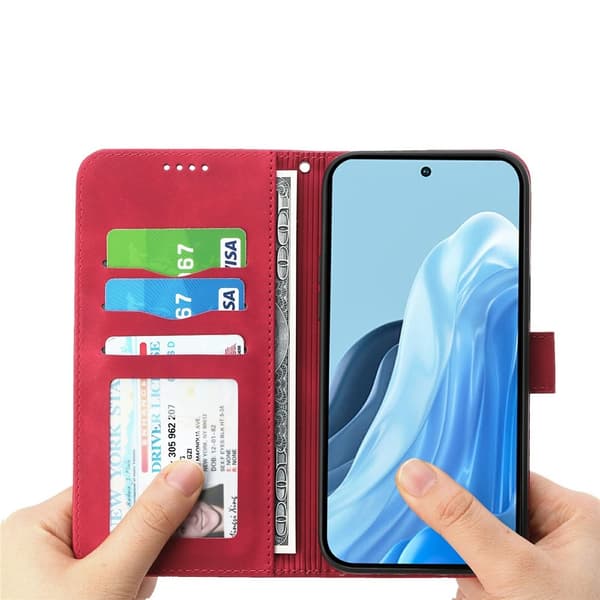 DIERFENG För Samsung Galaxy A57 5G Plånboksfodral med Stativ och Handledsrem Röd