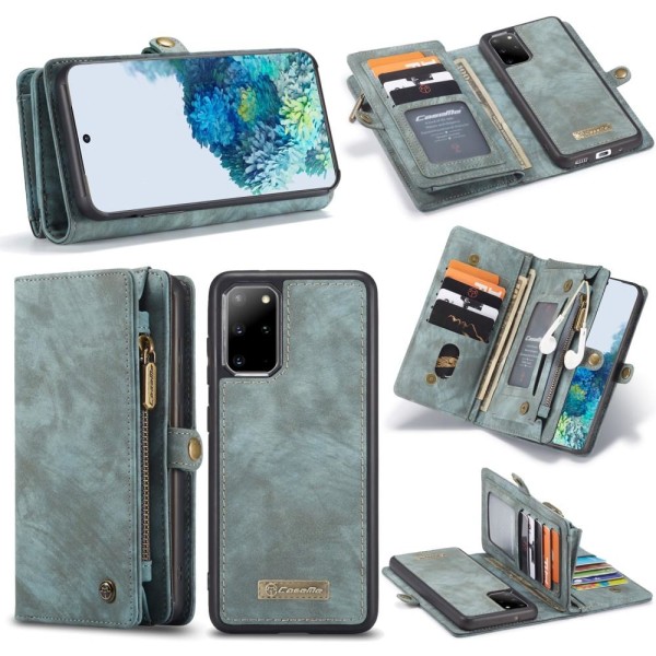 CASEME Samsung Galaxy S20 Plus Retro läder plånboksfodral - Blå Blå