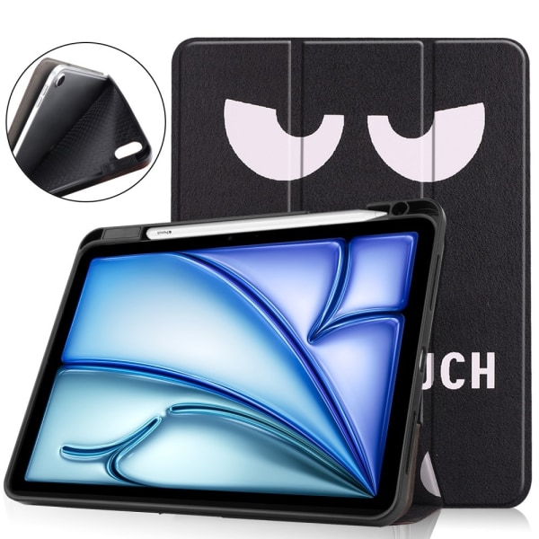 Til iPad Air 11 (2024) Etui Tre-fold Stativ Tablet Cover med Pen Holder - Don't Touch Multicolor