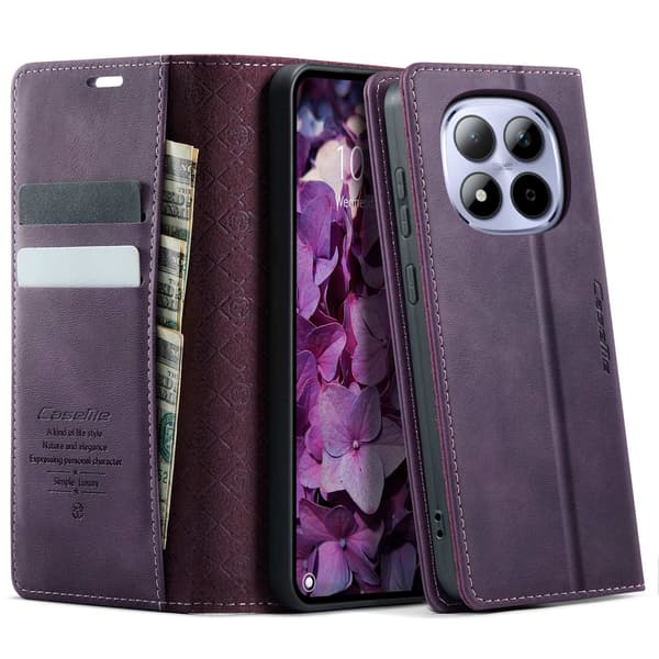 CASEME Plånboksfodral till Xiaomi Redmi Note 15 Pro 5G - Coffee Lila