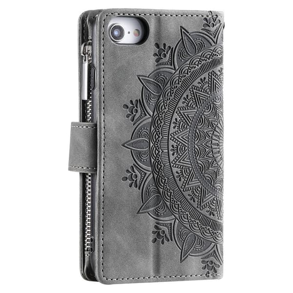 Til iPhone 17e / 16e tegnebogscover Cover Shell Mandala Blomstermønster Grey