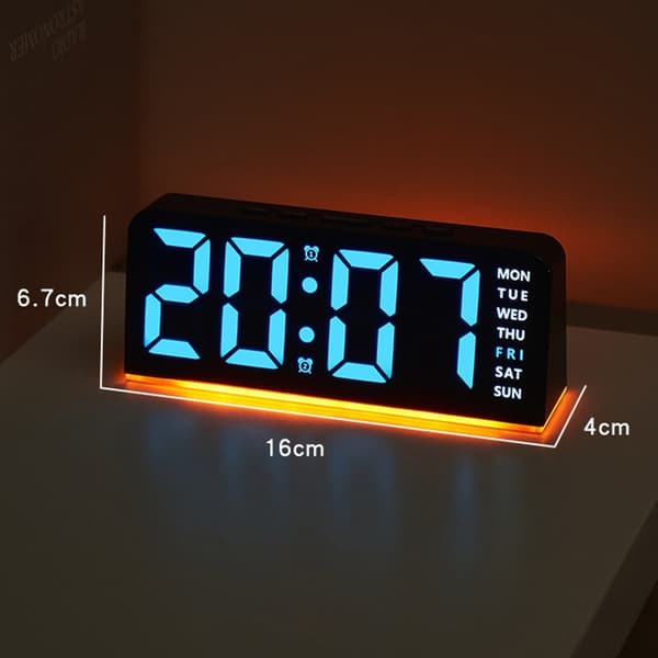 LED-klocka Digital Väckarklocka Stor Display Datum Temperatur Väckarklocka - Vit / Orange Ljus Orange