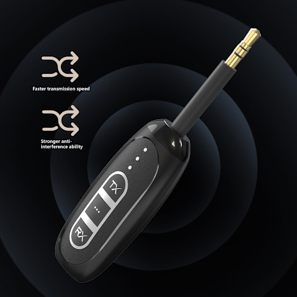 Bluetooth 5.4-sendermottaker Low Latency 3,5 mm trådløs lydadapter Black
