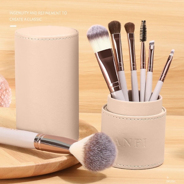 BANFI 7st Ögonskugga Foundation Läpp Makeup Borste Set med Box Rosa