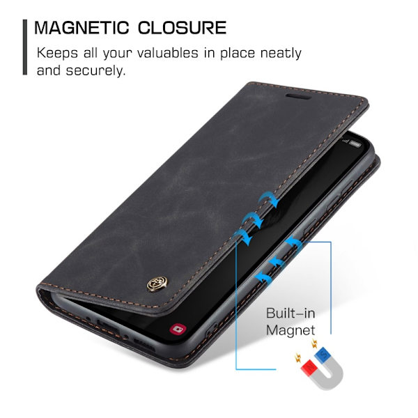 CASEME Retro Lompakkokotelo Samsung Galaxy A35 - Musta Black
