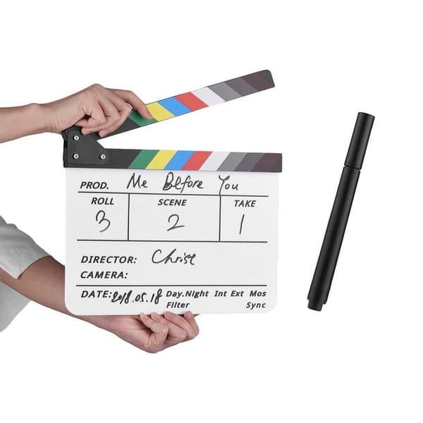 Clapboard Clapping Filmopptak med blyant - farge White