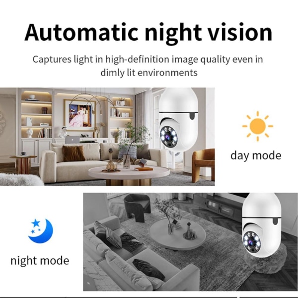 Home Security Camera Light Bulb Motion Detection WiFi CCTV IP Audio Two Way White