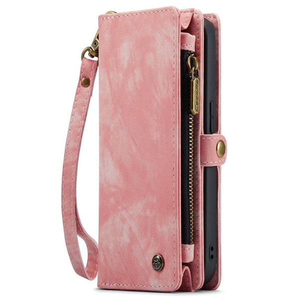 CASEME iPhone 15 Retro plånboksfodral - Rosa Rosa