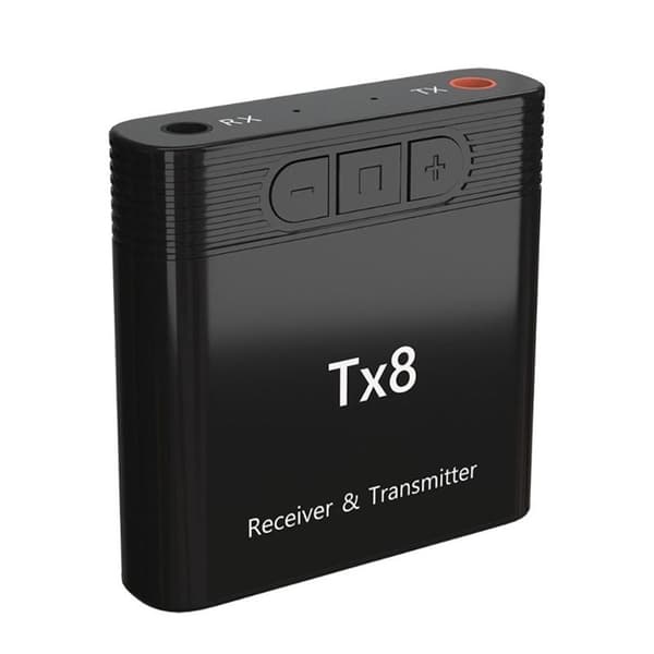Tx8 2-i-1 Bluetooth 5.0 sender-mottakeradapter for TV PC hodetelefoner musikk lyd Black