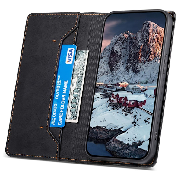 Til iPhone 17e / 16e cover magnetisk lukning fliptelefoncover - Sort Black