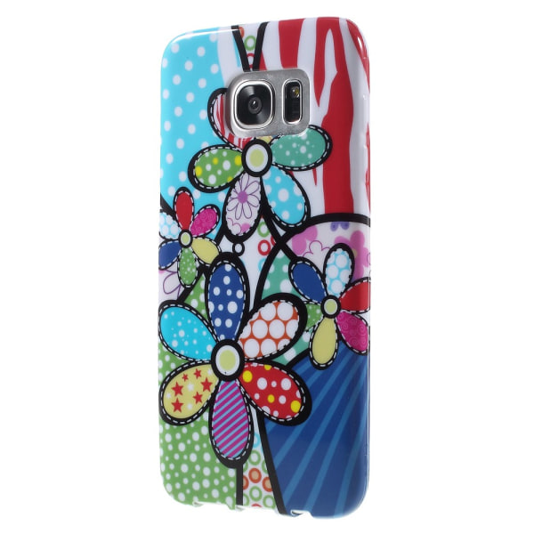 Samsung Galaxy S7 EDGE TPU skal - Lovely Colorful Flowers Transparent