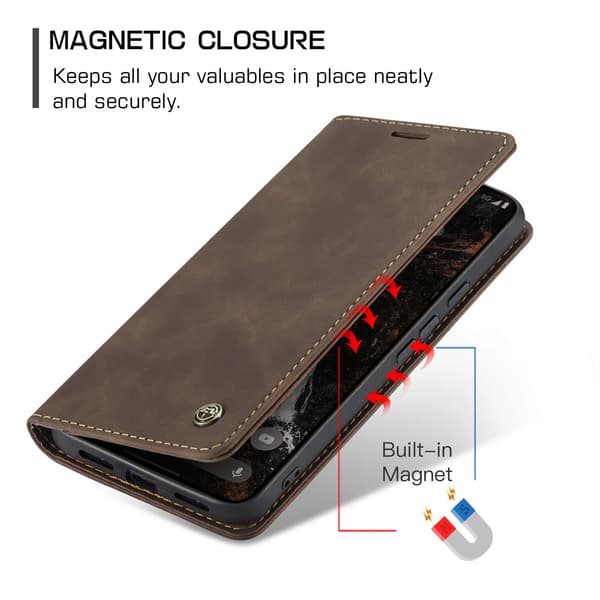 CASEME Lommebokdeksel med Stativ til Google Pixel 11 Pro XL Brown