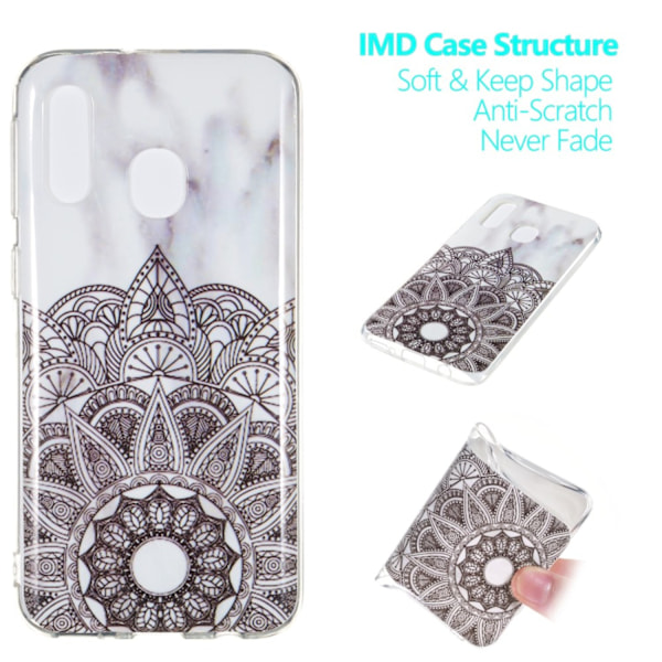 Marble Pattern IMD TPU Soft Back Case for Samsung Galaxy A40 - Style B Black