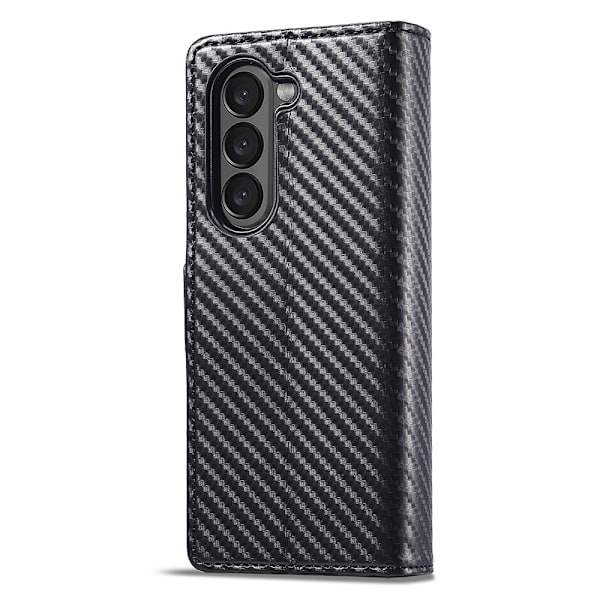 LC.IMEEKE för Samsung Galaxy Z Fold6 5G Skal med Karbonfiberstruktur och Magnetisk Stängning Svart
