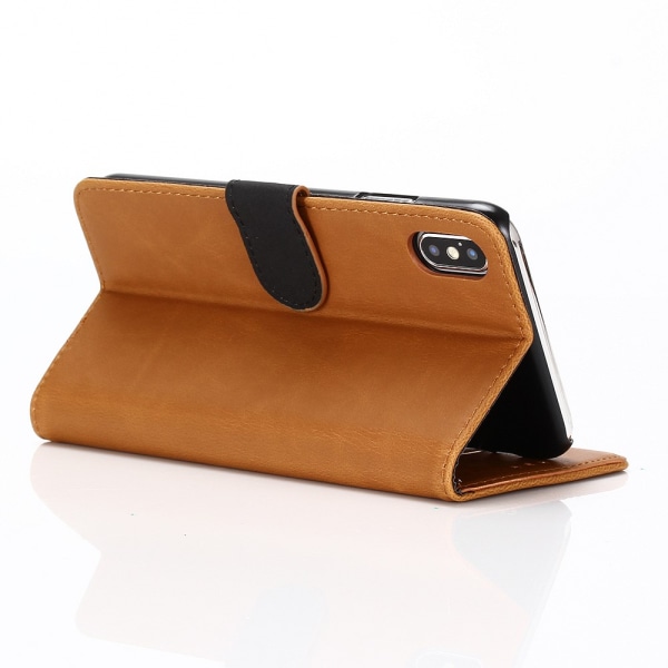 Retro Wallet Mobile Phone Case for iPhone XS Max - Brown Brown