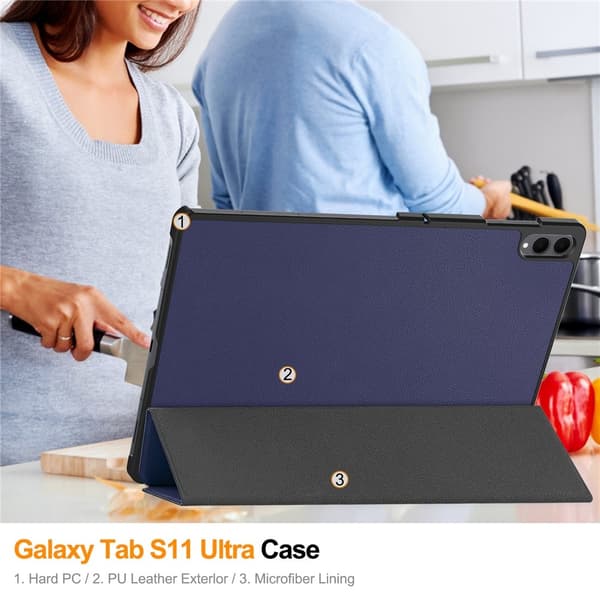 Til Samsung Galaxy Tab S12 Ultra Stativveske Støtsikker Blue