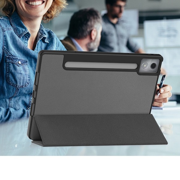 Til Lenovo Idea Tab Pro Case Tri-Fold Stand Cover med Pen Holder - Grå Grey