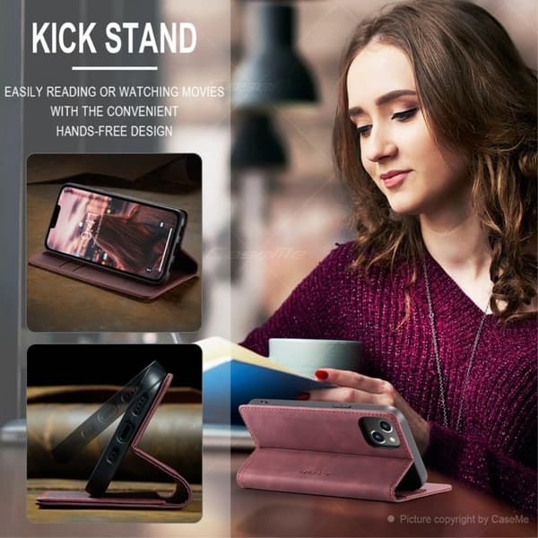 CASEME Retro Lompakkokotelo iPhone 14 Plus - Punainen Red