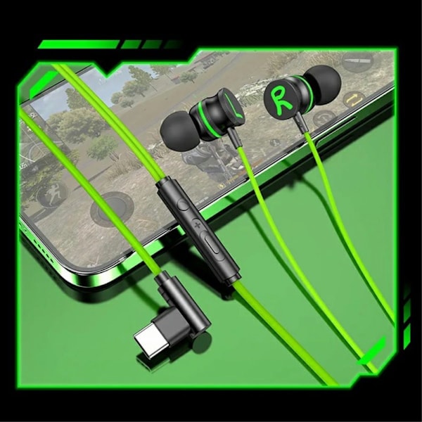 USB-C Hörlurar med Mic Magnetic In-ear Gaming Hörlurar - Grön Grön