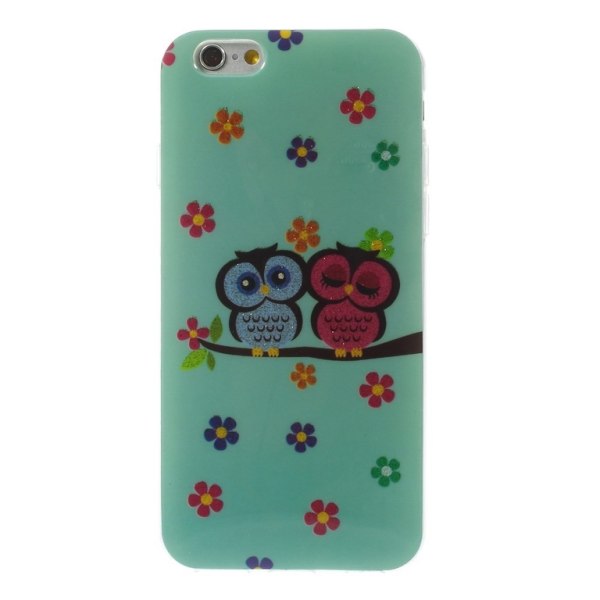 Iphone 6/6S 4.7" TPU Skal Owl Lover & Flower Glitter Powder