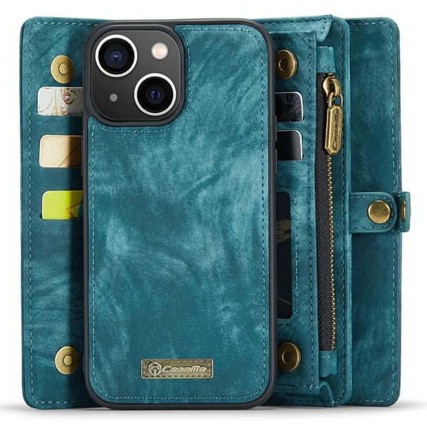 CASEME iPhone 15 Plus Retro Lommebok - deksel - Blå Blue