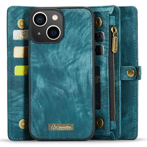CASEME iPhone 15 Plus Retro plånboksfodral - Blå Blå