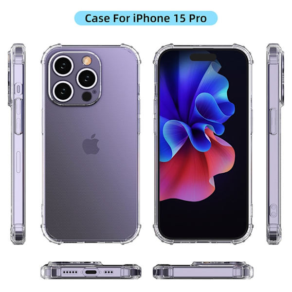 Til iPhone 15 Pro Shell Case TPU - ramme + Akryl - bagside - telefoncover Transparent