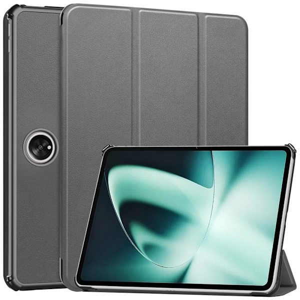Til OnePlus Pad Tri-fold Stand Wake/Sleep Cover Tablet-etui - Grå Grey