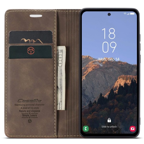 CASEME Retro tegnebog taske til Samsung Galaxy A54 - Kaffe Brown