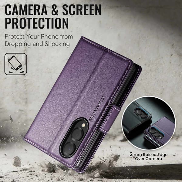 CASEME Glanset telefonlommebokdeksel til Samsung Galaxy Z Fold8 Purple