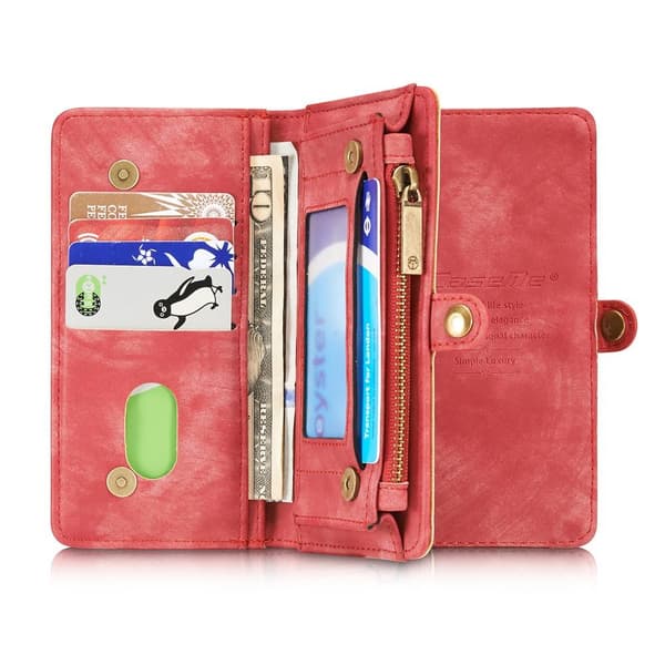 CASEME iPhone 8 / 7 / SE Retro Split läder plånbokssuojakuori - Punainen Red