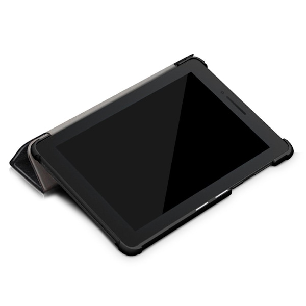 Lenovo Tab E7 TB-7104F Trifoldet stativ PU Læder Beskyttelsesetui Black
